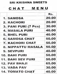 Sri Krishna Sweets menu 3