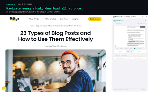 SnapShotz — Full Page Capture for AI Workflows screenshot 2