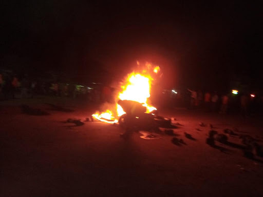 Boda boda riders protest the arrest of Igembe South MP John Mwirigi. /GERALD MUTETHIA