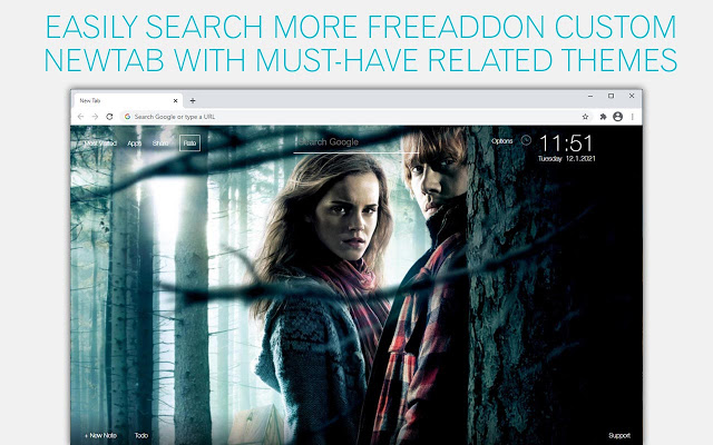 Harry Potter Hermione New Tab - freeaddon.com