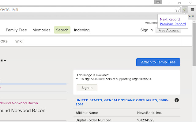 FamilySearch Tools chrome extension