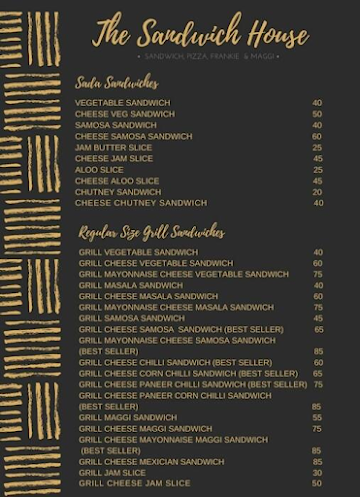 The Sandwich House menu 