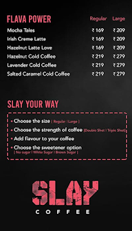 Slay Coffee menu 1