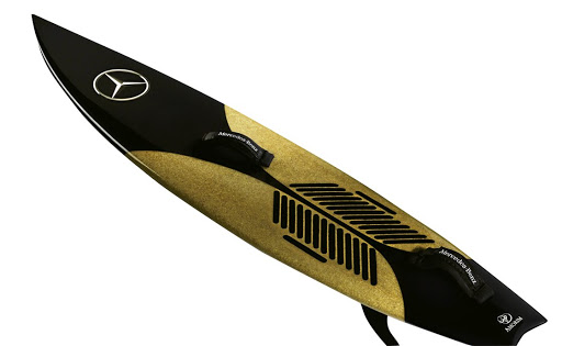 The Garret McNamara cork Polen surfboard.