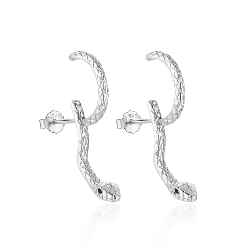 Pendientes de oreja ajustables de serpiente en plata de ley 925, diseño elegante y moderno, perfectos para cualquier estilo y ocasión.