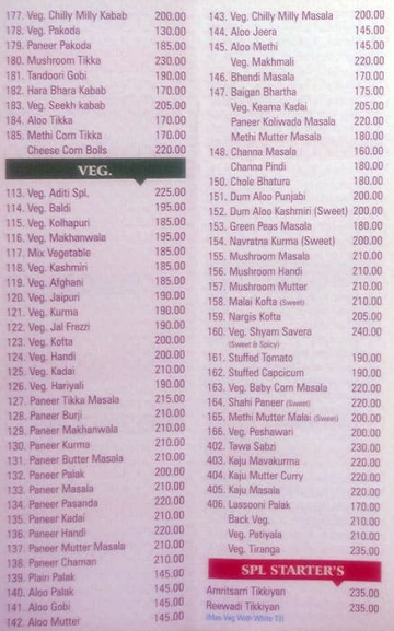 Aditi Fast Food menu 