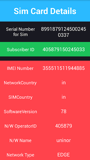 SIM Card Details