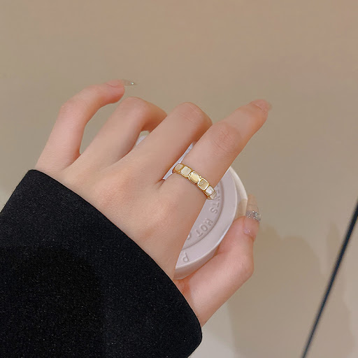 Title 4, Womens Fashion Simple Square Opal Ring. A styl...
