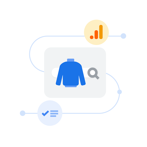 L'illustrazione mostra la seconda fase del percorso del cliente, in cui Google Analytics 4 fornisce metriche e approfondimenti precisi.