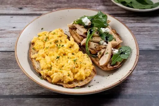 Smoked Chicken Scrambled Eggs On Sourdough