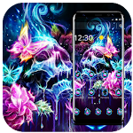 Cover Image of Download Colorful Neon Butterfly Skull Theme 1.1.1 APK