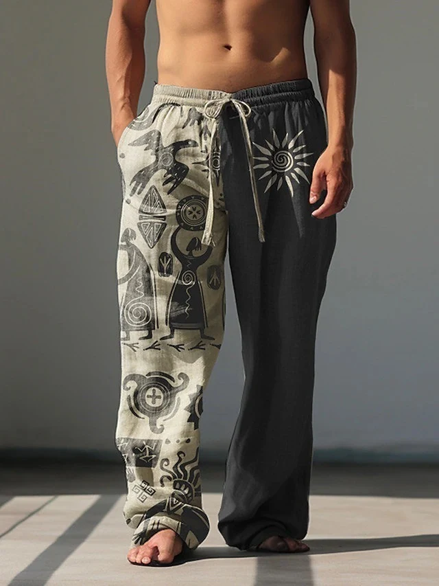 Heren Retro Etnische Hawaiiaanse Broek Zomerse Stijl Lichtgewicht Comfortabele Pasvorm Perfect voor Strand Vakantie Casual Look Uniek