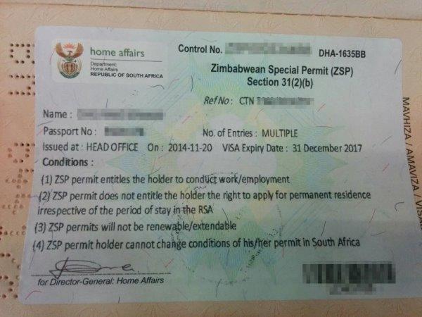 The Zimbabwean Special Permits will be terminated in December.