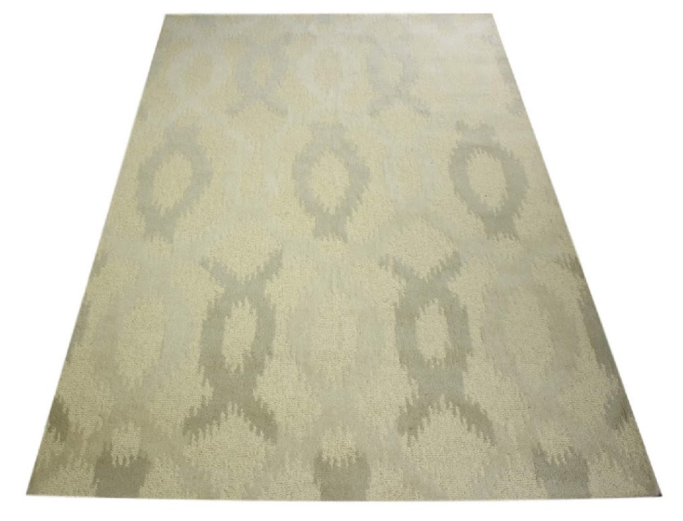 100% wełnany nowoczesny dywan z Indii ręcznie taftowany 200x300cm szary z żółtym akcentem