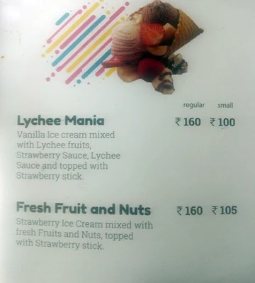 Creamy Flavours menu 