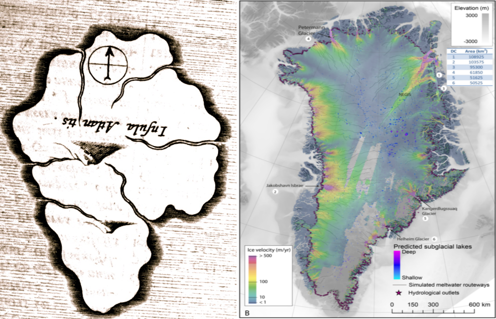 Predicted subglacial lakes