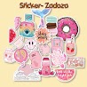 Bộ 20 Sticker Pink Tone Nhãn Dán Màu Hồng Pastel Trang Trí Mũ Bảo Hiểm, Đàn, Guitar, Ukulele, Điện Thoại Laptop