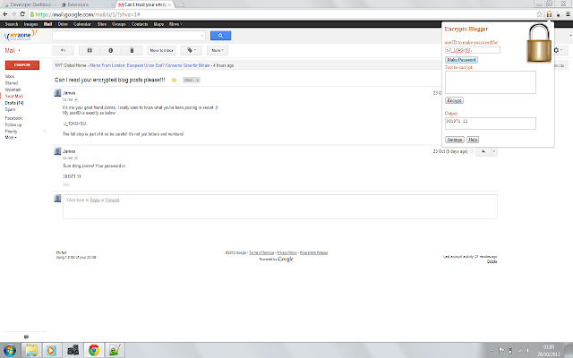 Encrypto-Blog Writer chrome extension