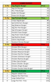 Jumbo Burger menu 1