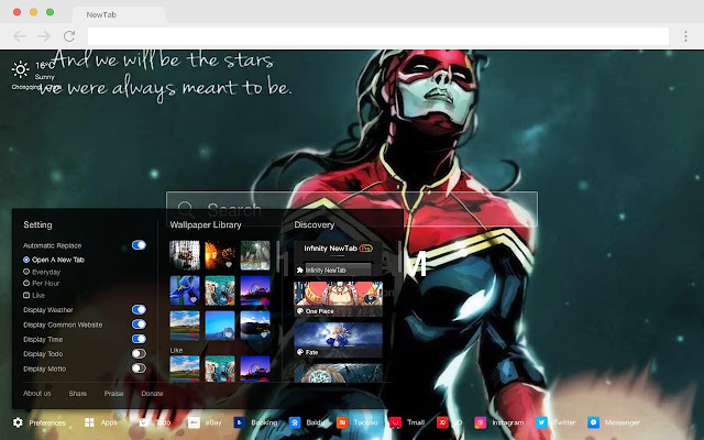 Carol Danvers New Tab HD Popular Marvel Theme