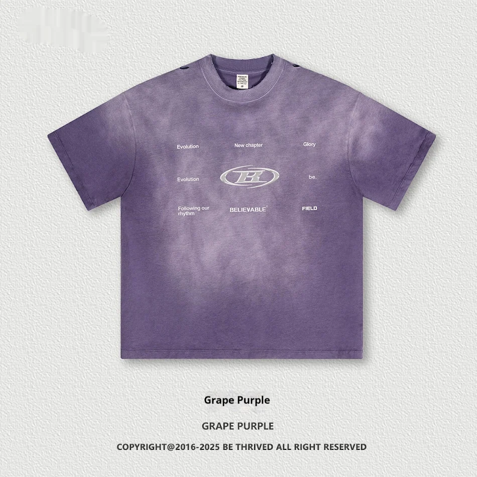 T-shirt Retro Lavée Col Rond Manches Courtes Unisexe Confortable et Style Rétro Parfait pour un Look Décontracté et Tendance