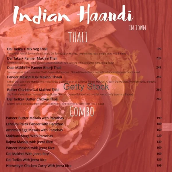 Indian Burger & Fast Food menu 