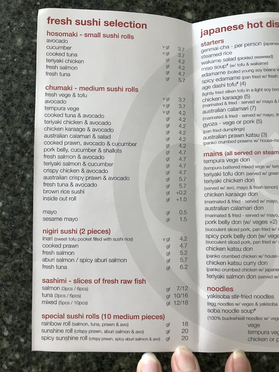 Sushi Wave - authentic japanese gluten-free menu