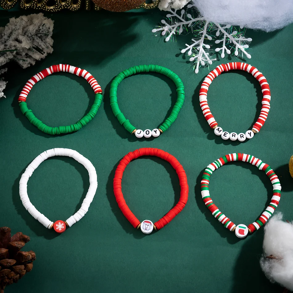 Nieuwe Kerstmis Polymer Klei Gekleurde Glazuur Armband voor Vrouwen. Kleurrijke en elegante sieraden, ideaal als feestcadeau, uniek design