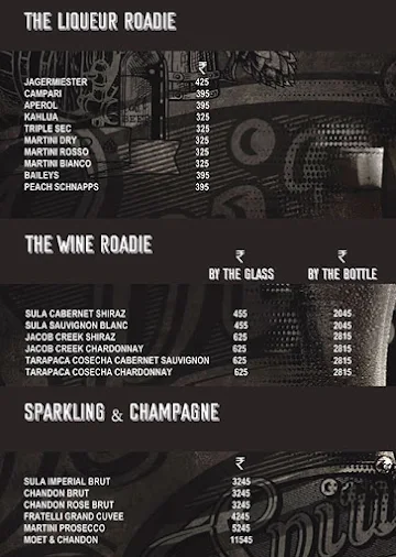 Club Roadies menu 