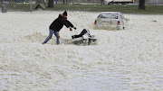 Sea Point roads were covered as waves battered the coastline.