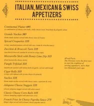 Spices & Flavours menu 