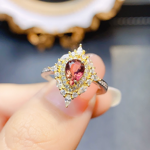 Title 2, Natural Tourmaline Ring S925 Silver Inlaid, Mai...