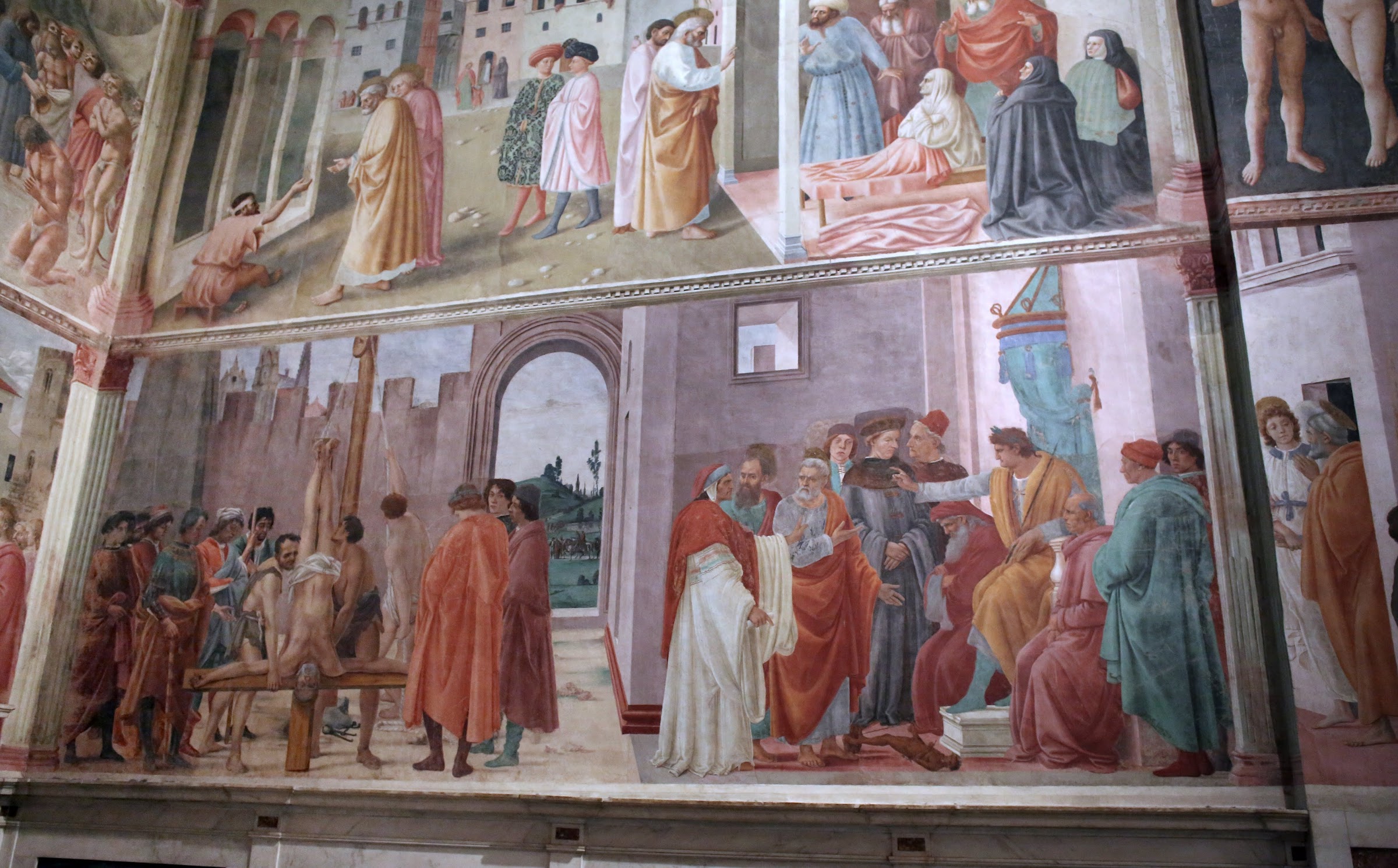 Filippino Lippi, affreschi sulla parete destra della Cappella Brancacci (Disputa di Simon Mago e crocifissione di san Pietro), Santa Maria del Carmine, Firenze