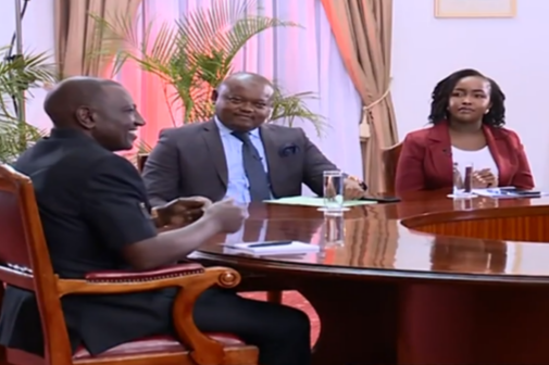 President William Ruto engages the media at State House on Sunday, December 17, 2023.