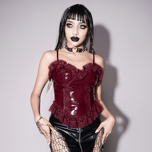 Title 14, Slim Fit Dark Leather Lace Slip Top