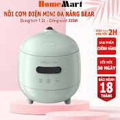 Nồi Cơm Điện Mini Đa Năng Bear 1.2L (Lòng Nồi 0.3L) 8 Chế Độ Nấu, Homemart – Hàng Chính Hãng Bảo Hành 6 - 18 Tháng