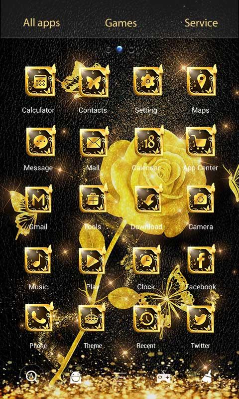 Golden Rose 3D Go Launcher Theme Screen 3