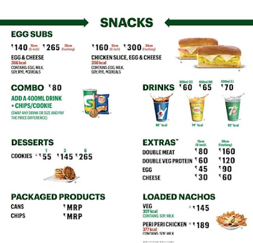 Subway (M2K Mall) menu 