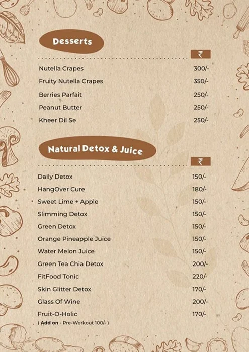 The Fit Food menu 