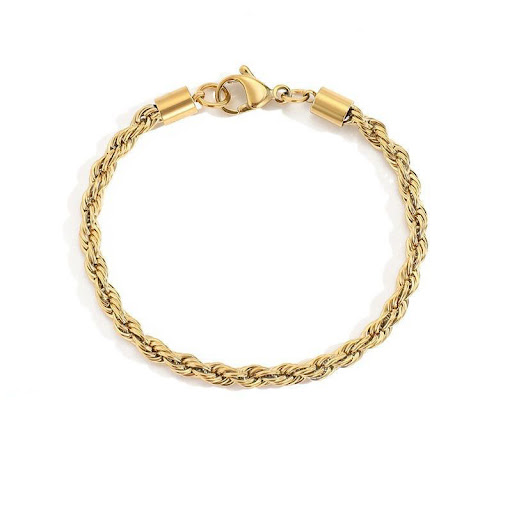 Title 5, Stainless Steel Fried Dough Twist Chain Bracele...