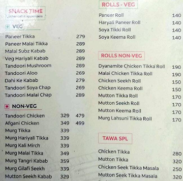 Madrasi Hotel menu 