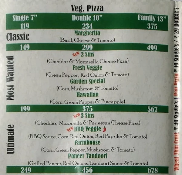 Eat Street Pizza menu 