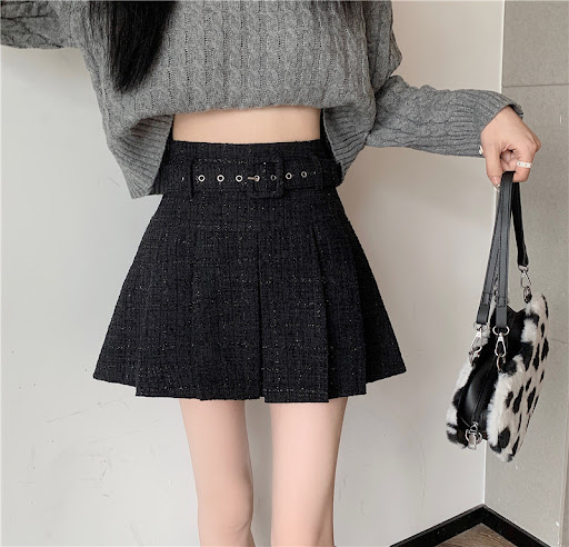 Title 1, Womens Fashion Tweed Pleated Half-body Skirt