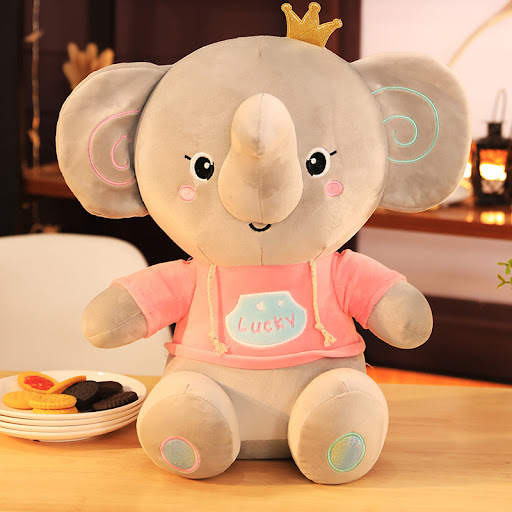Title 2, Adorable cartoon elephant plush toy figurine, s...