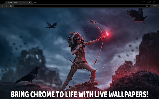Native American Tribal Archer Hunter Crows Live Wallpaper