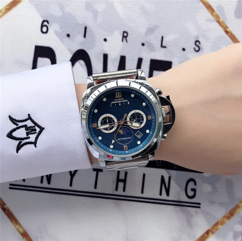 Luminous waterproof 6-pin quartz watch for clear visibility and durability. Ideal for everyday wear and water activities