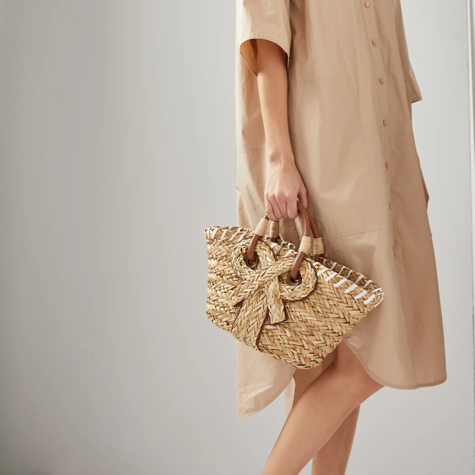 Sac à main panier Walton à nœud papillon pour femmes Élégant et spacieux Parfait pour l'été Idéal pour les courses et les sorties
