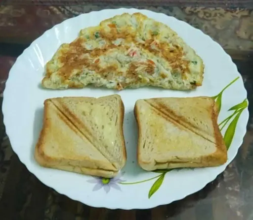 Bread Butter Toast [2 Sets] With Double Egg Omelette