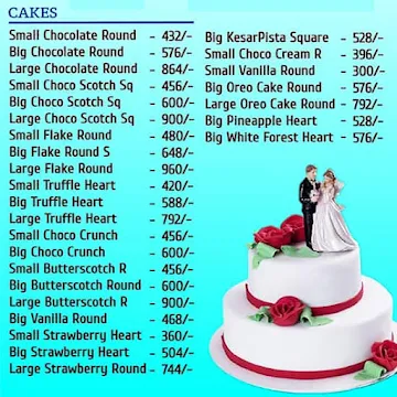 AB Confectioners menu 