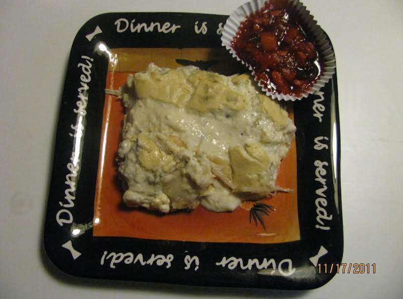 Hi Dana, I Made Baked Chicken And Dumplins And My Husband Is On The Second Helping! I Paired It With Carol's Cranberry-pineapple Minis!  Thanks For A Great Recipe.  Mine Did Not Brown On The Top After 40 Min So I Pulled It Out.  Maybe My Pan Was Too Small?